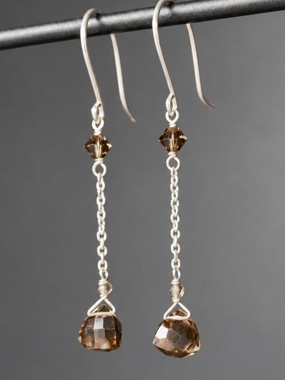 Sterling Silver & Smoky Quartz Dangle Earrings
